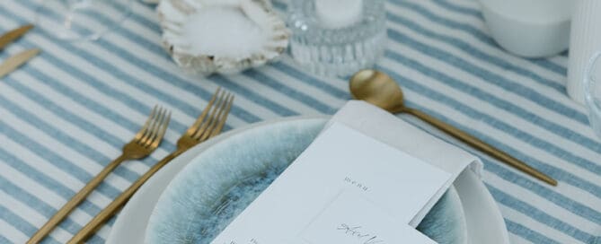 Blue & White Striped Linen Tablecloth