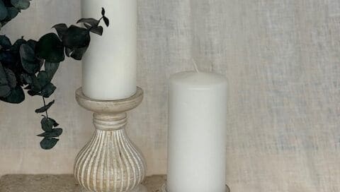 Assorted sets of White Wash Candle Holders